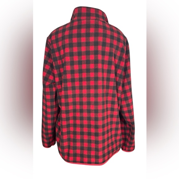 Croft & Barrow women’s Red and Black Checkered Fleece Jacket XXL - Picture 2 of 5